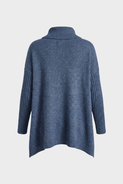 Damen Langer Rollkragenpullover | Asymmetrischer Saum
