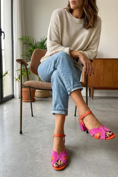 Damen Sandalette | Farbblock in Rosa