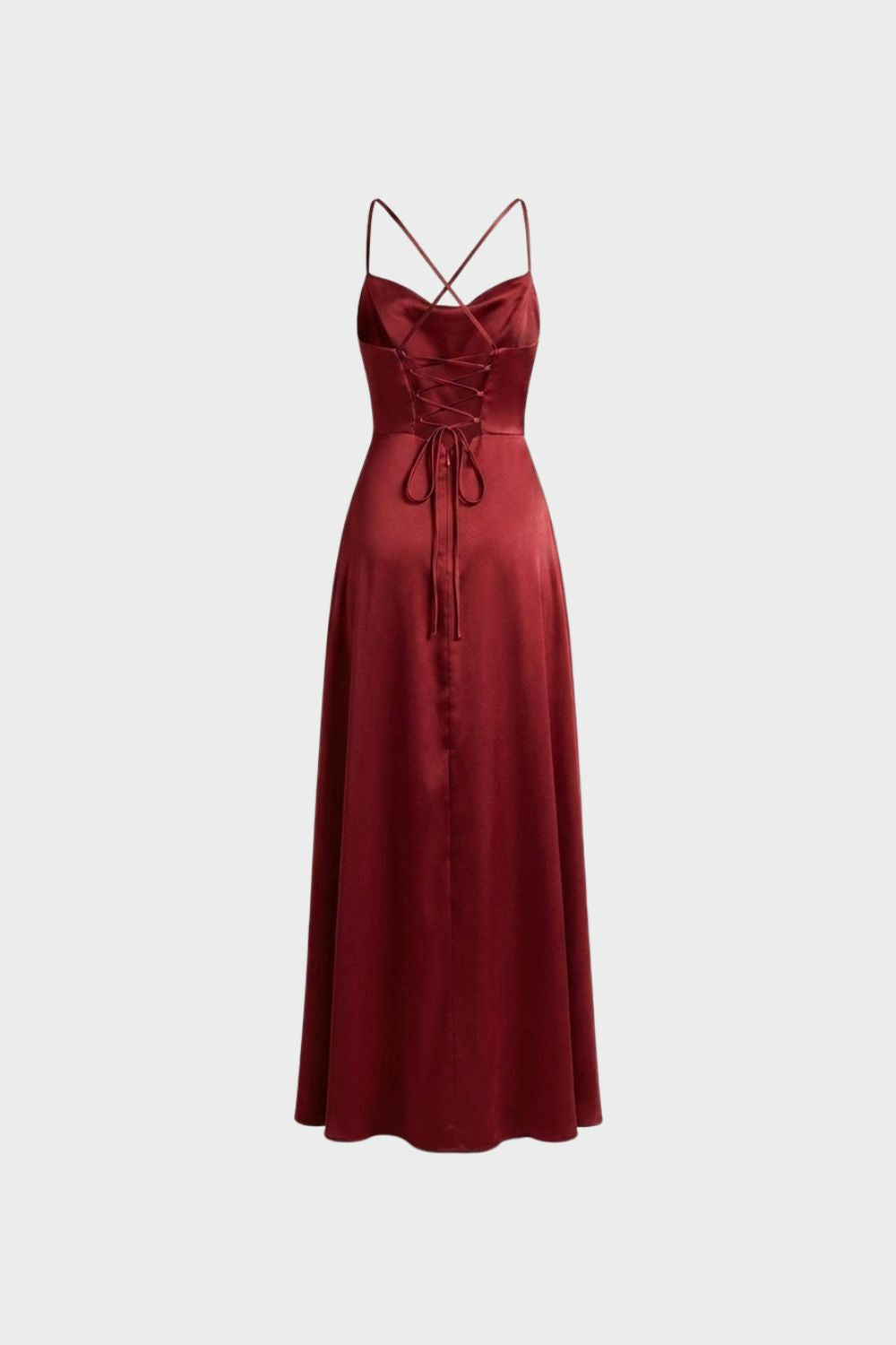 Damen Satin Abendkleid | Schlitz