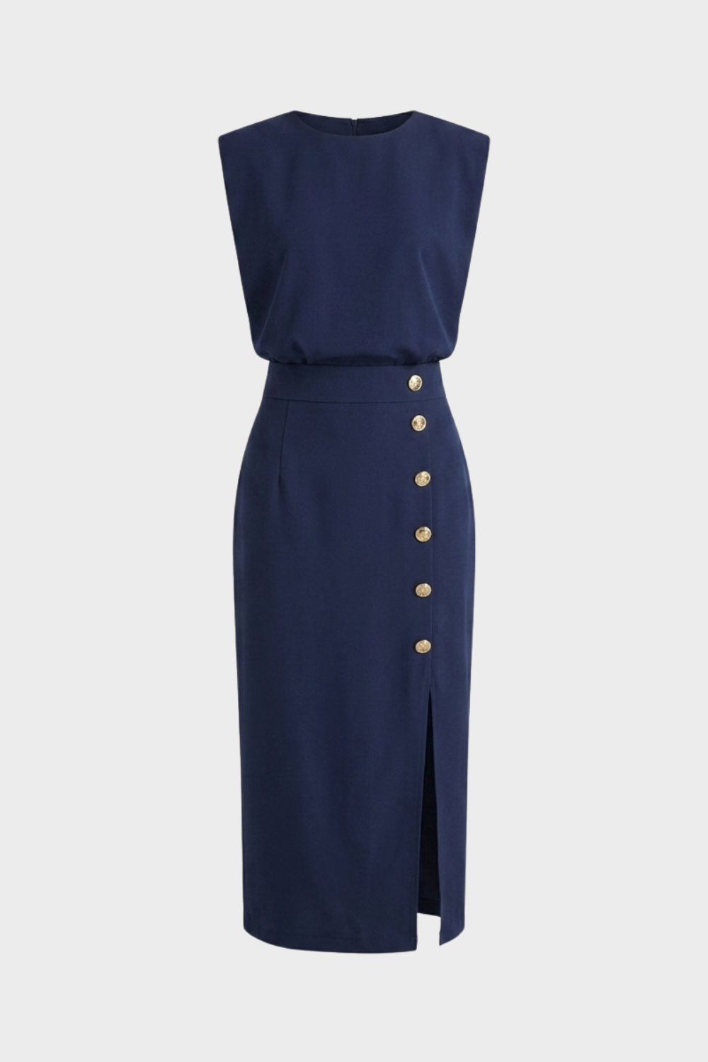Damen Midikleid Knopf | Ärmellos