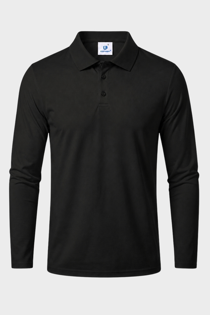 Herren Poloshirt Langarm mit Knopfleiste