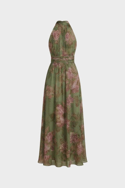 Damen Blumen Maxikleid | Neckholder
