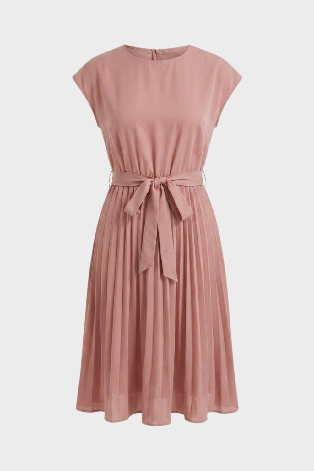 Midikleid Damen mit Plisseerock und Gürtel