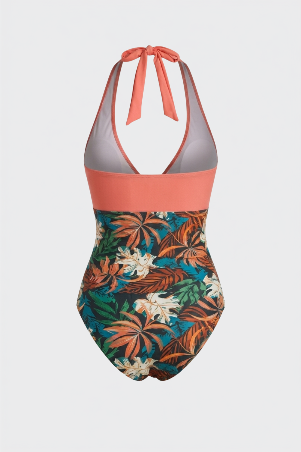 Damen Neckholder Badeanzug | Tropischer Print