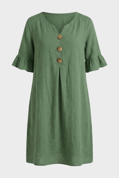 Damen Volant Sommerkleid | Knöpfe