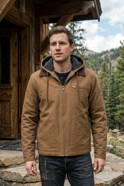 Herren Freizeitjacke mit Kapuze | Kontrastfutter & Reißverschluss