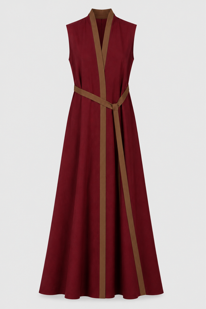 Damen Maxikleid Kontrast | Ärmellos