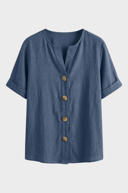 Damen Leichte Leinenbluse | Knöpfe