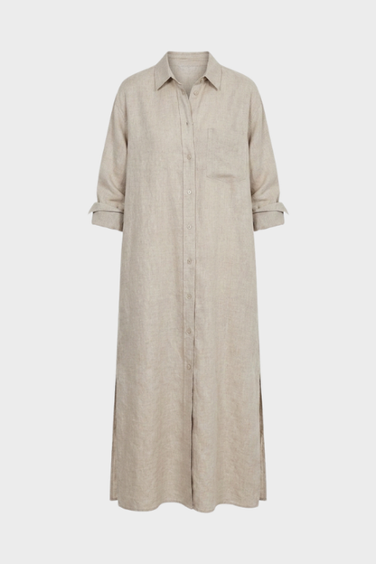 Damen Hemdblusenkleid lang mit Knopfleiste
