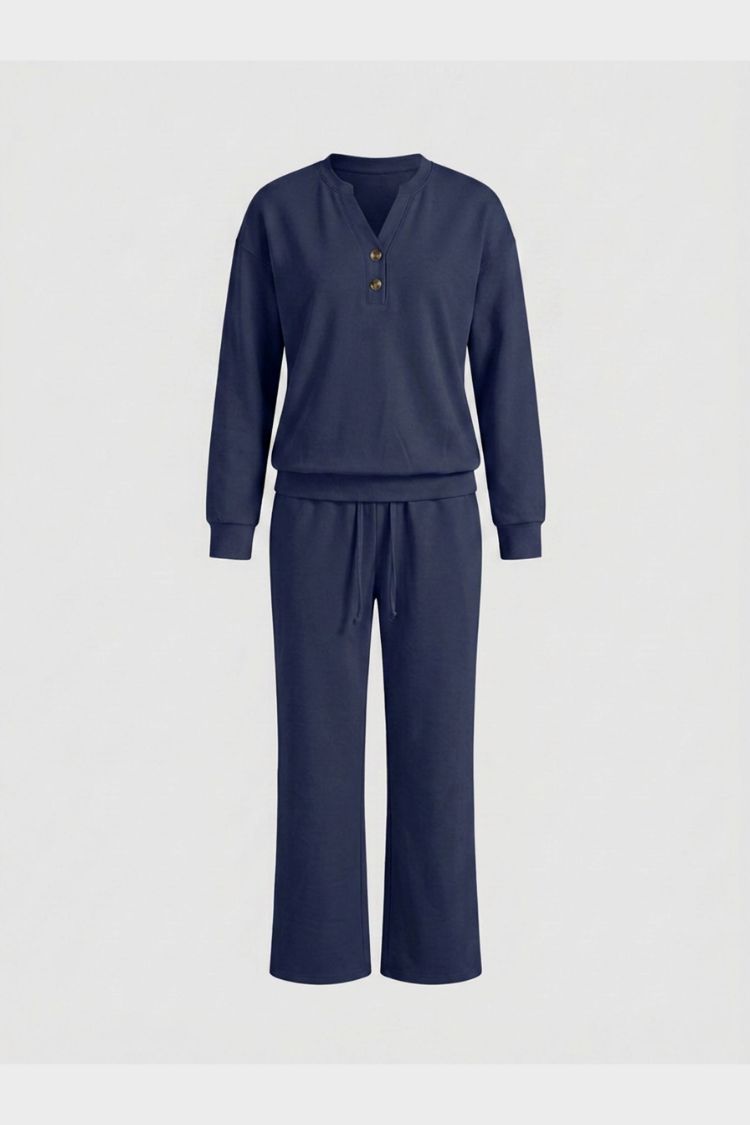 Damen 2-Teiler Set | Langarm-Oberteil & Weite Hose