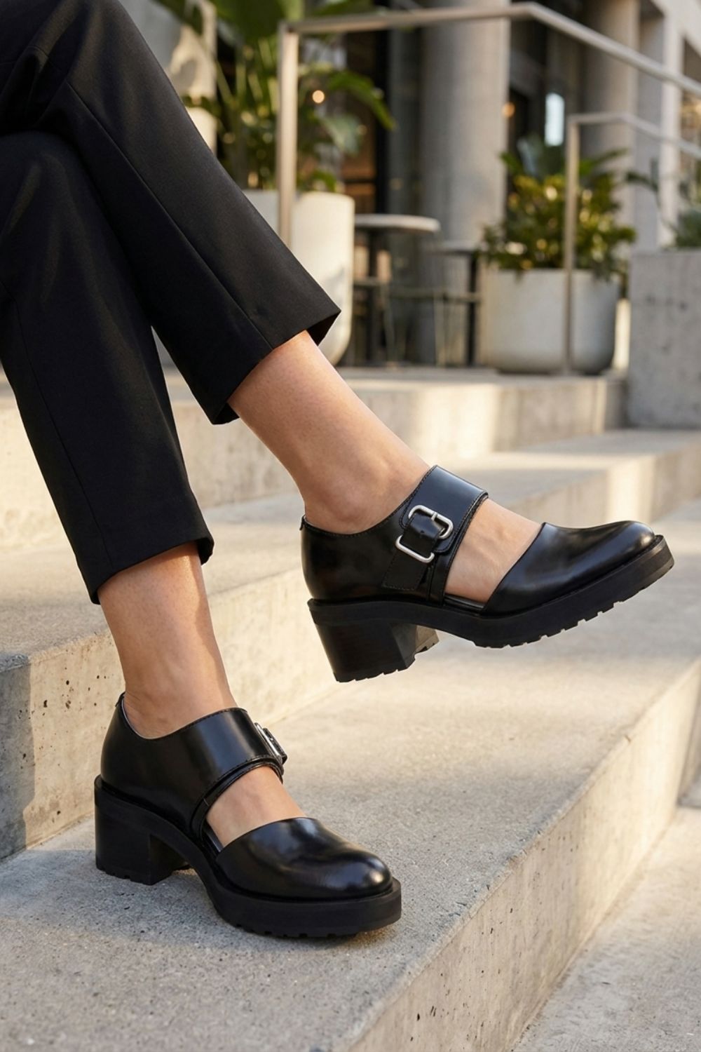 Damen Plateau Loafer | Schwarz