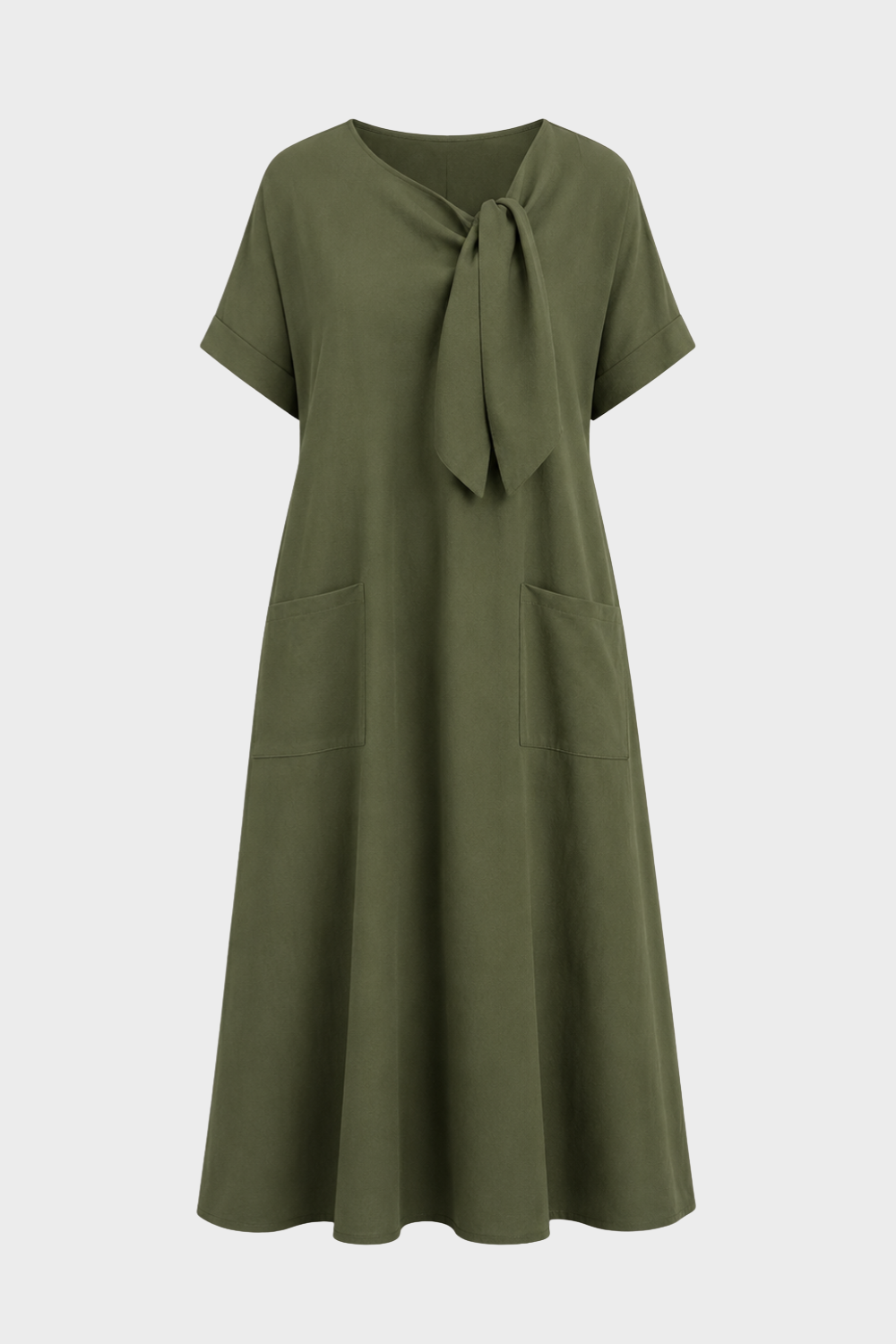 Damen Leinenkleid Taschen | Lässig