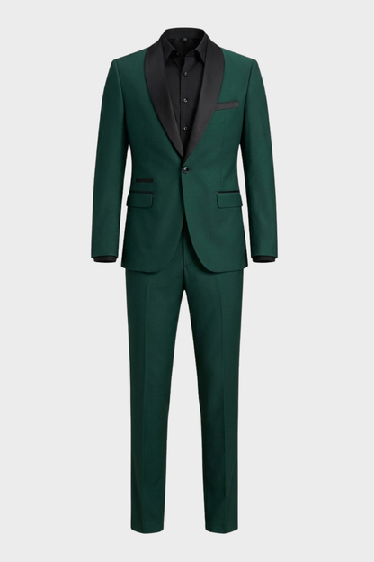 2-teiliger Smoking Herrenanzug Slim Fit – Satin-Schalkragen