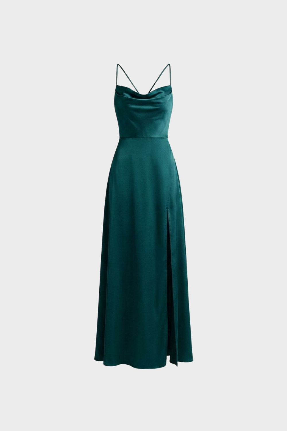 Damen Satin Abendkleid | Schlitz