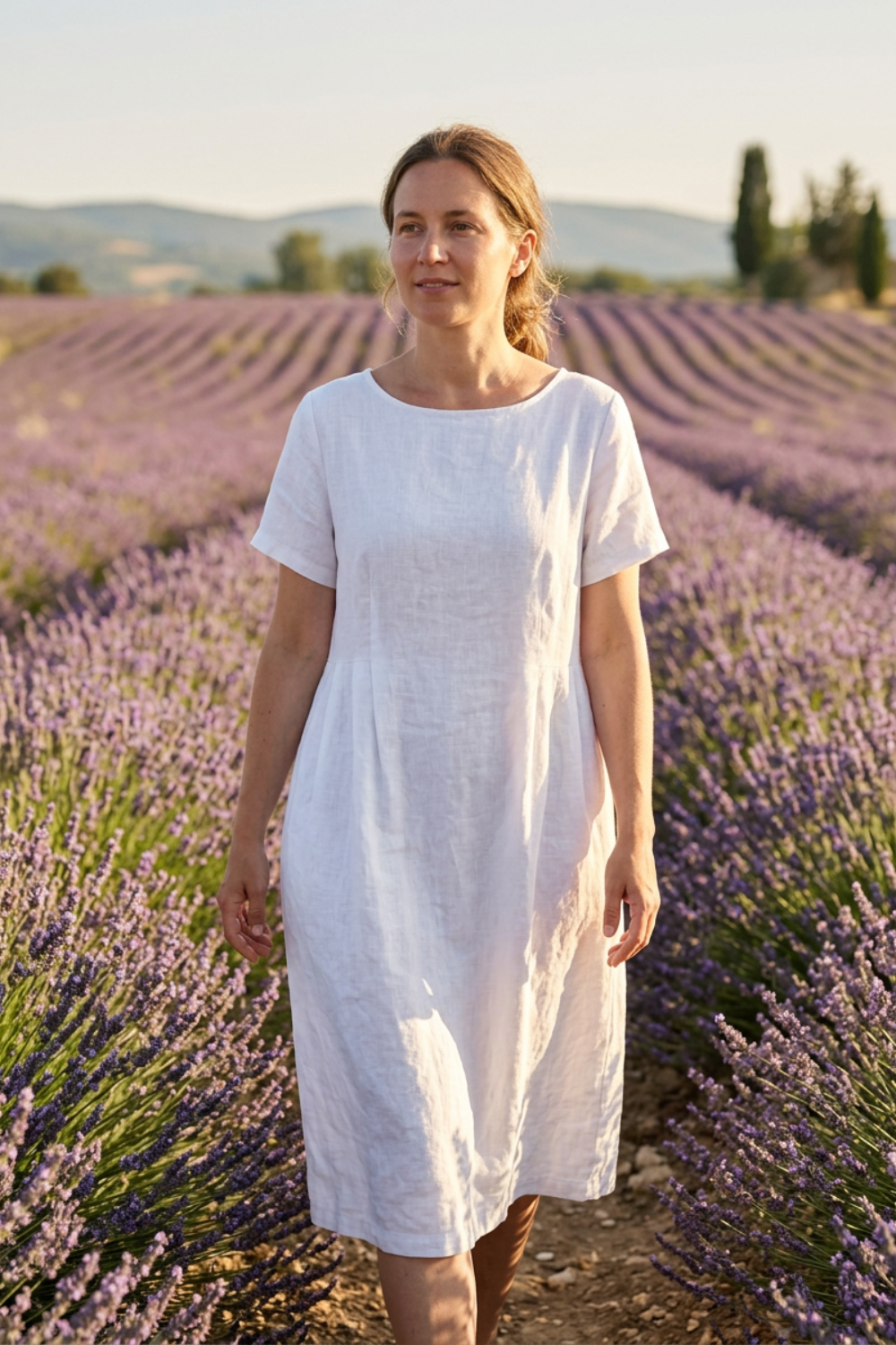 Damen Leinen Kaftankleid | Maxi
