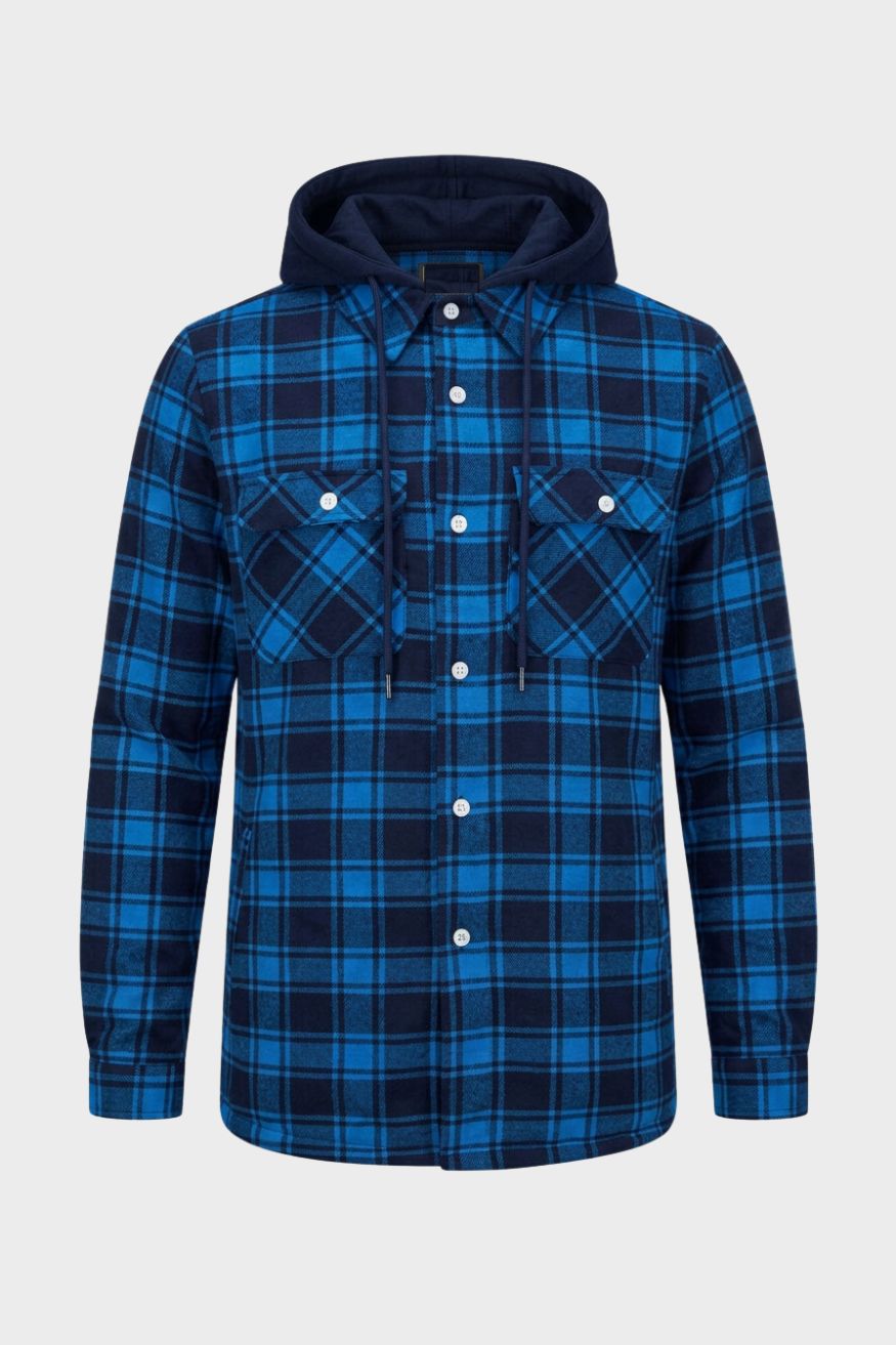 Herren Karo-Freizeitjacke | Kapuze & Pattentaschen