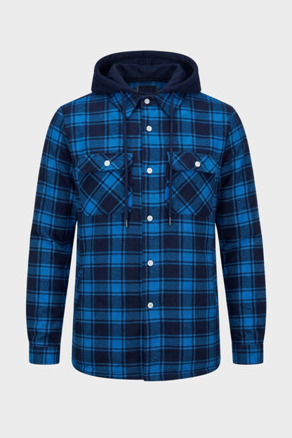 Herren Karo-Freizeitjacke | Kapuze & Pattentaschen