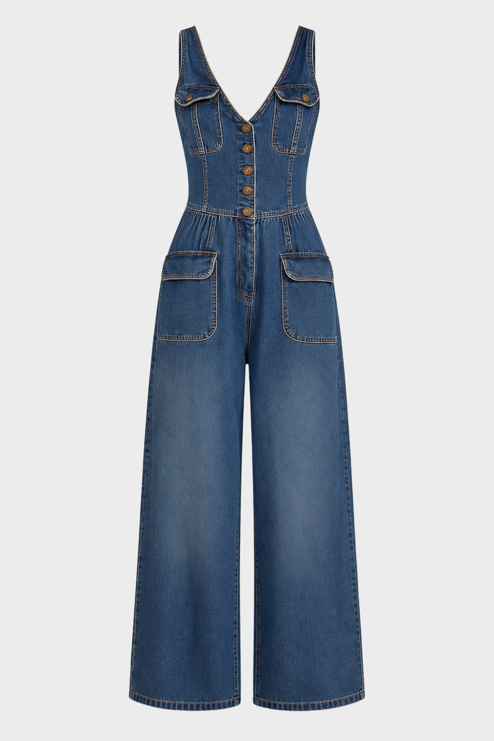 Damen Denim Overall | Weites Bein