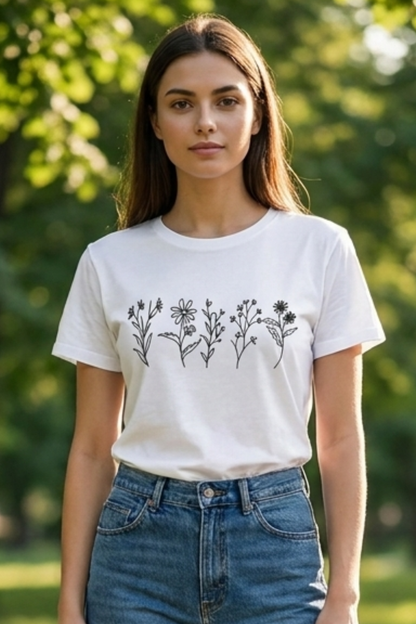 Damen Grafik T-Shirt | Blumenprint