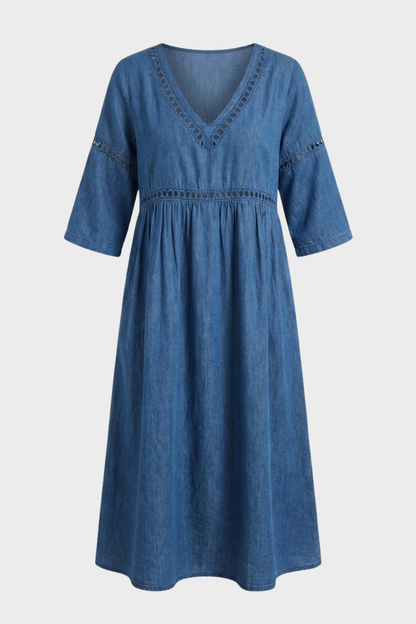 Damen Natur Sommerkleid | Midi