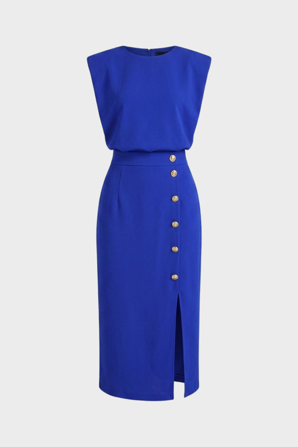 Damen Midikleid Knopf | Ärmellos
