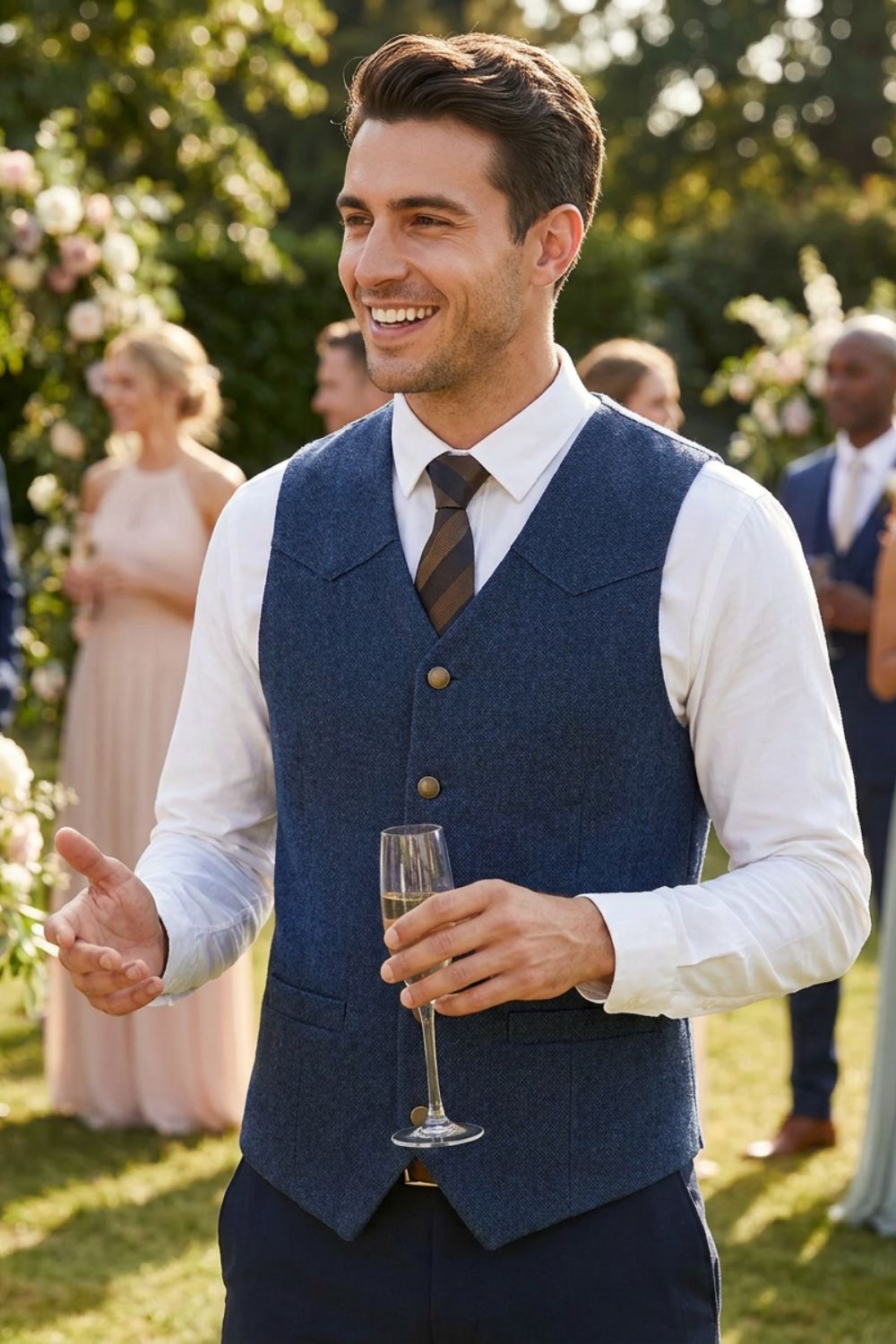 Weste Herren mit Reverskragen und Knopfleiste