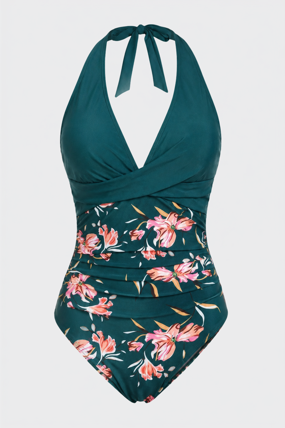 Damen Neckholder Badeanzug | Tropischer Print