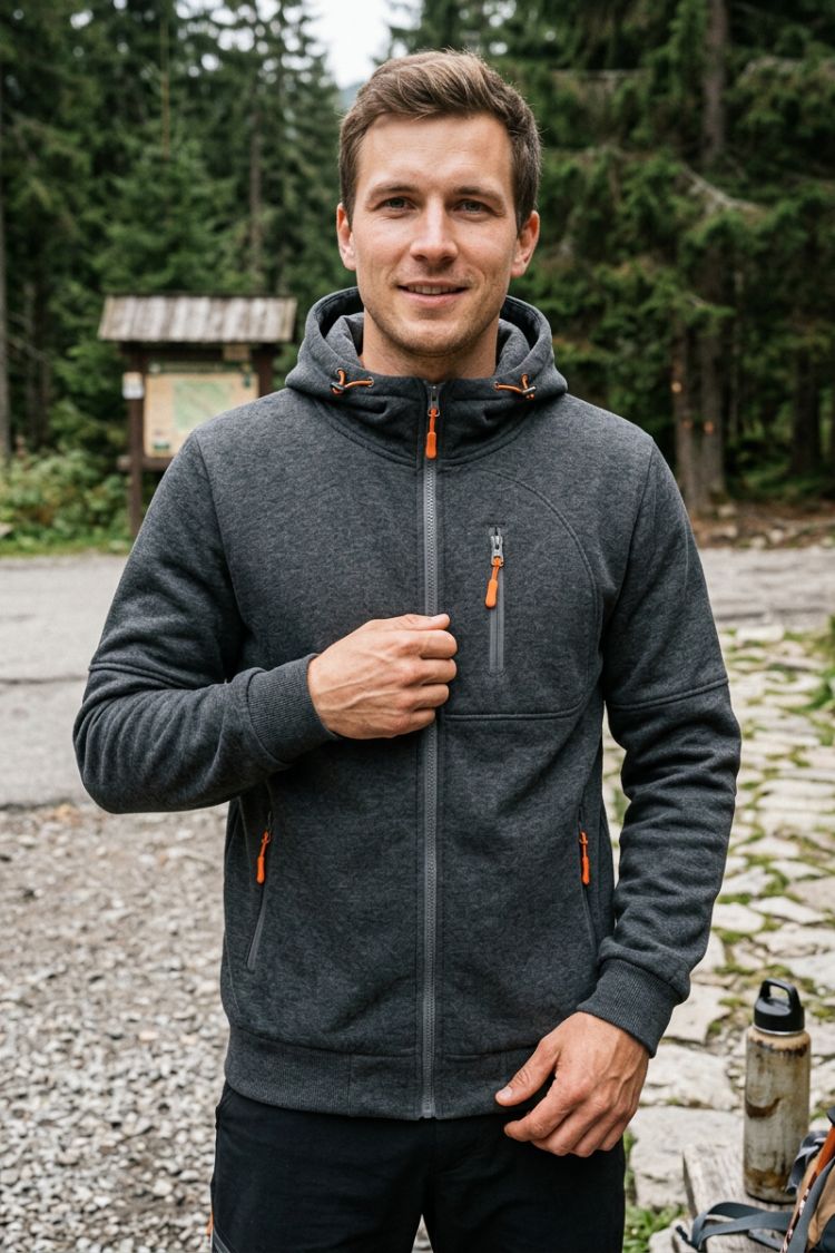 Herren Kapuzenjacke | Frontreißverschluss & Brusttasche