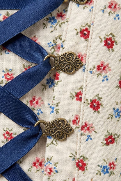 Damen Dirndl-Midikleid | Frontschnürung & Faltenrock