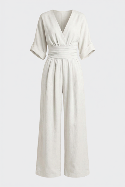 Damen Weites Jumpsuit | Wickel V-Ausschnitt