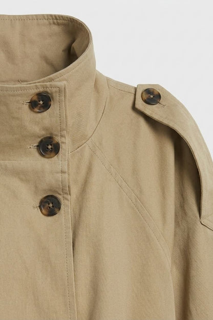 Damen Kurze Trenchjacke | Doppelknöpfe & Taillenband