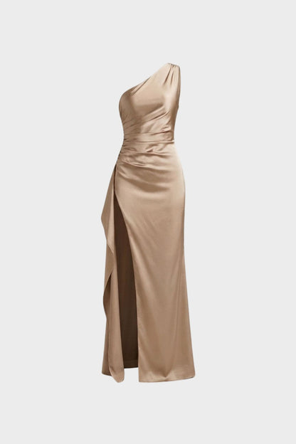 Damen One-Shoulder Kleid | Schlitz