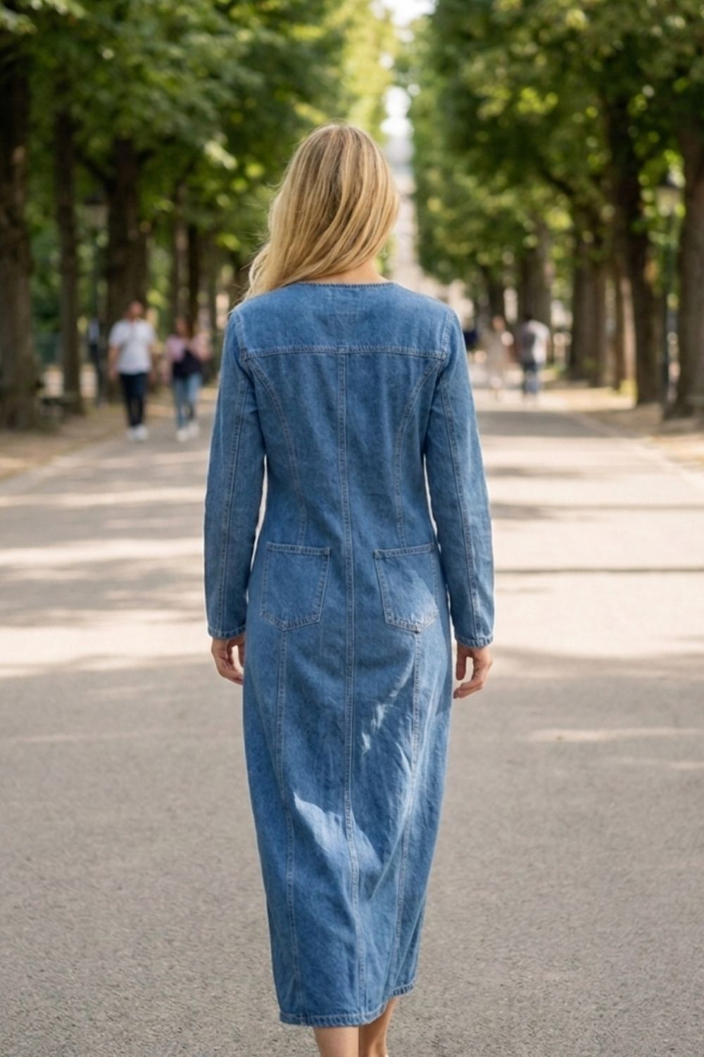 Damen Jeanskleid Midi | Knopfleiste