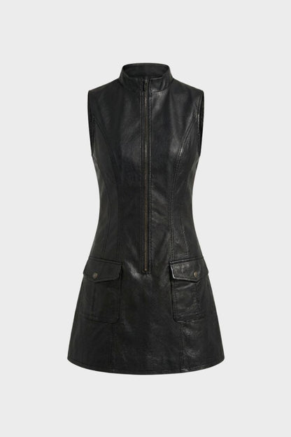 Damen Ärmelloses Zip-Kleid | Taschendetails