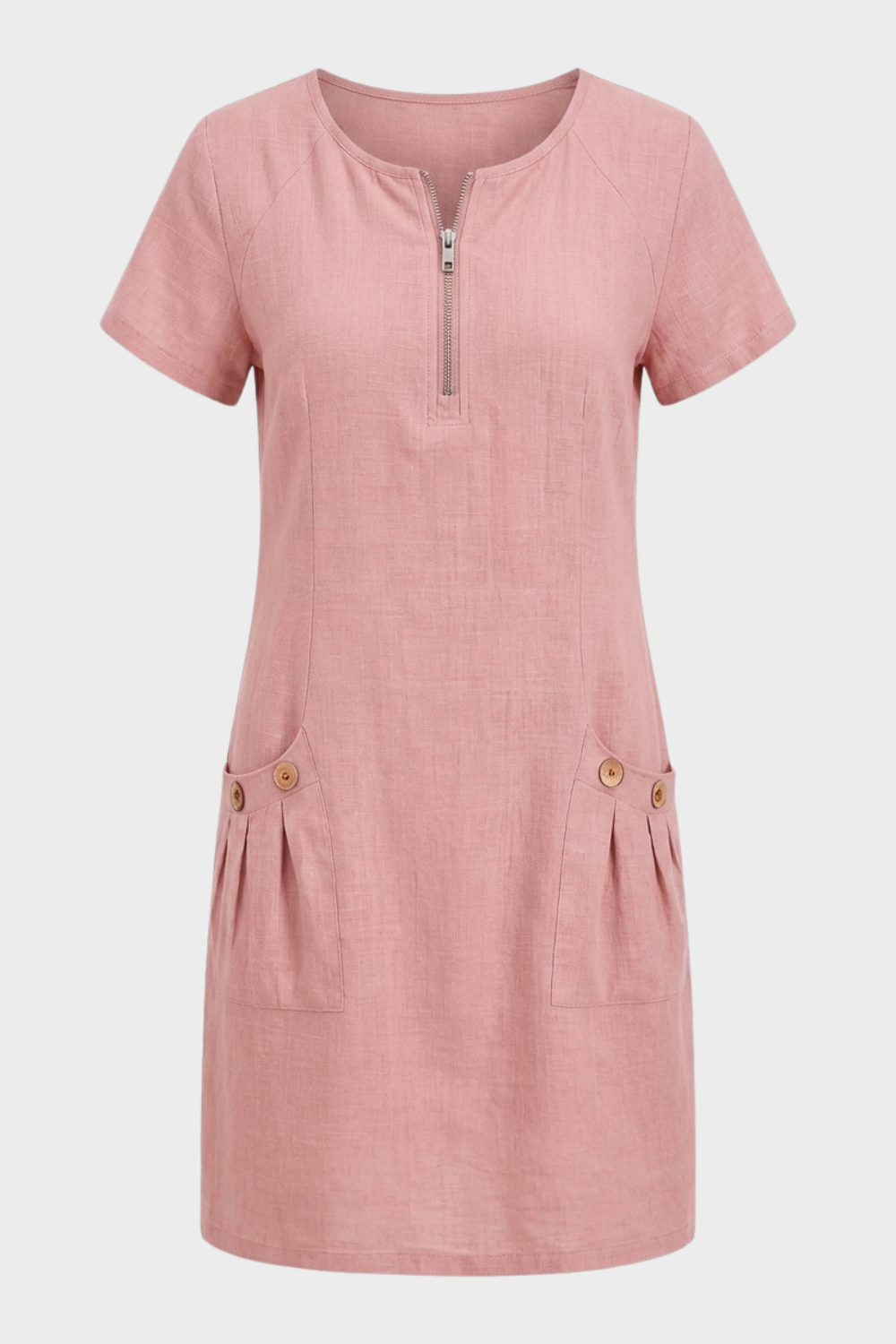 Damen Kurzes Leinenkleid | Taschen
