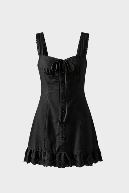 Sommerkleid Damen Trägerkleid mit Knopfleiste