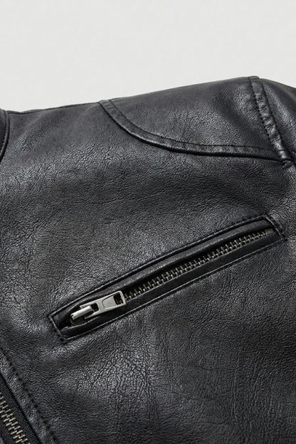 Herren Bikerjacke | Stehkragen & Reißverschlusstaschen