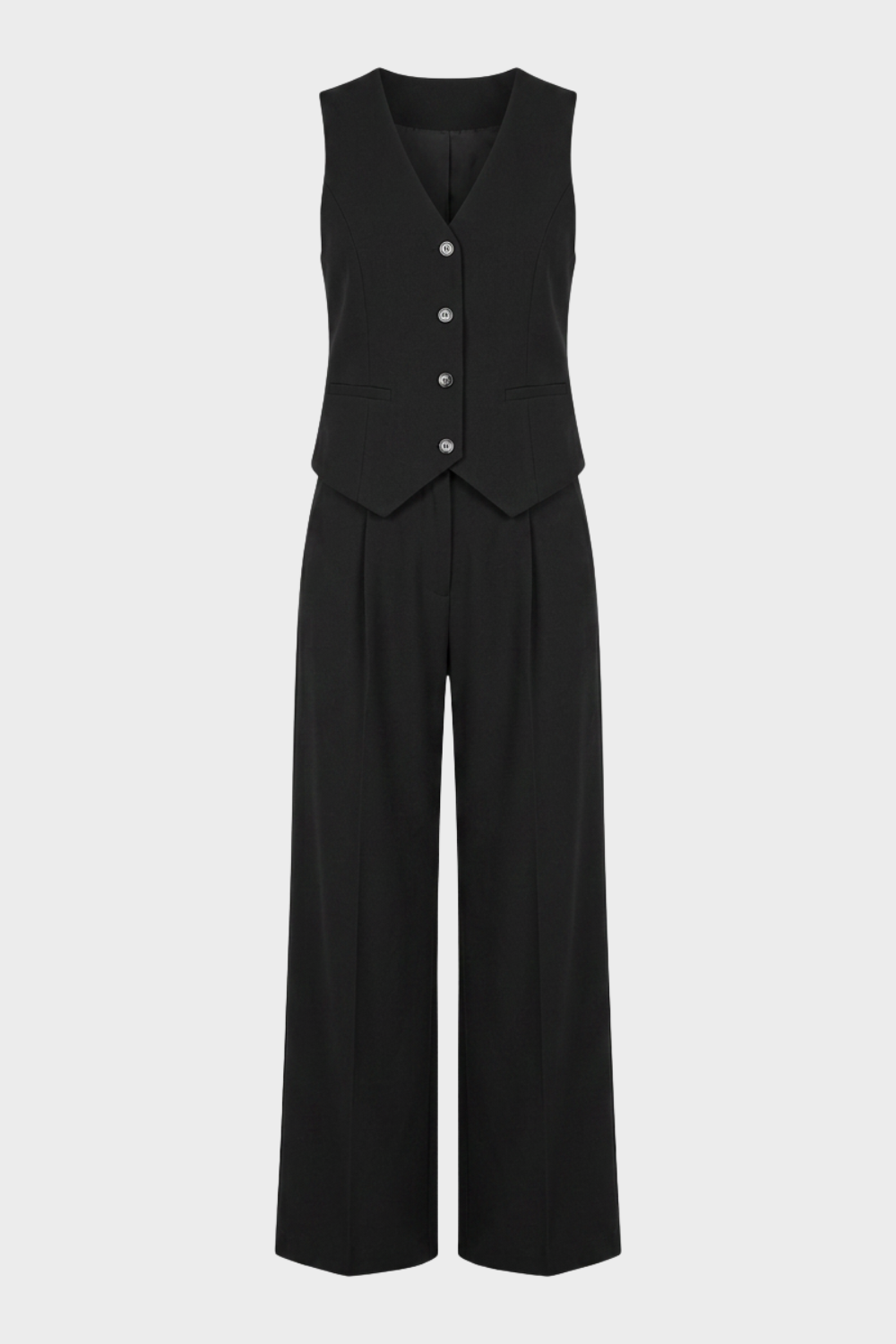 Damen Hosenanzug Set | Weste & Weite Hose