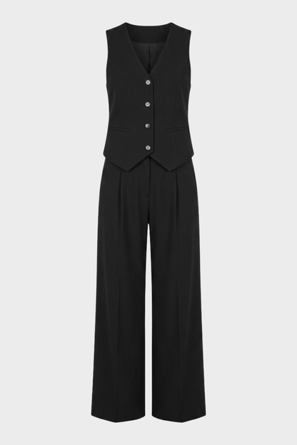 Damen Hosenanzug Set | Weste & Weite Hose