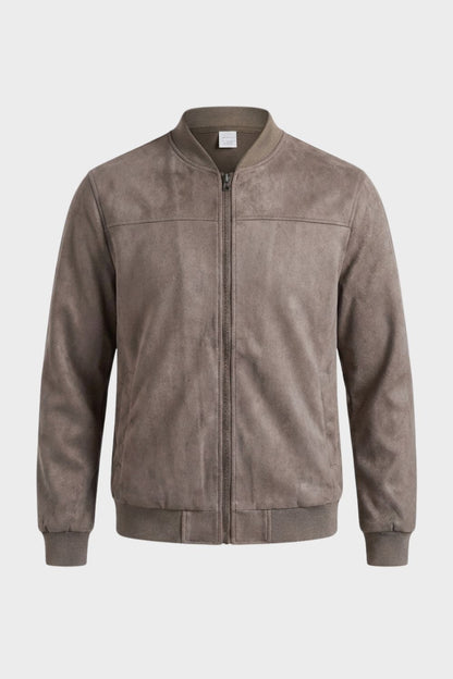 Herren Lederjacke mit Reißverschluss und Stehkragen