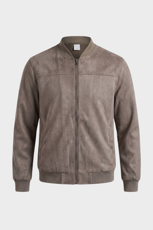 Herren Lederjacke mit Reißverschluss und Stehkragen