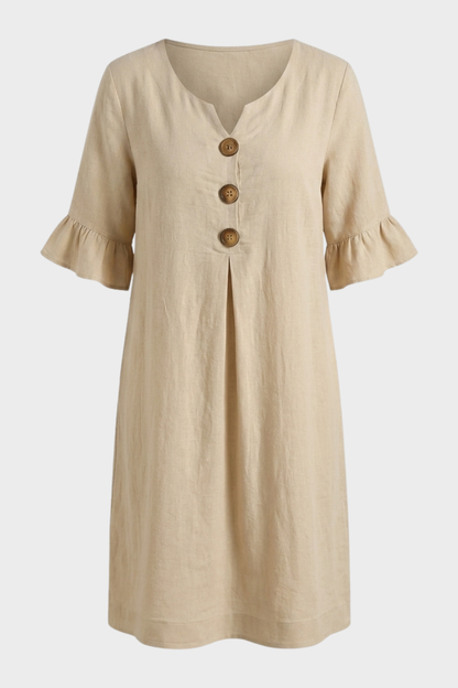 Damen Volant Sommerkleid | Knöpfe
