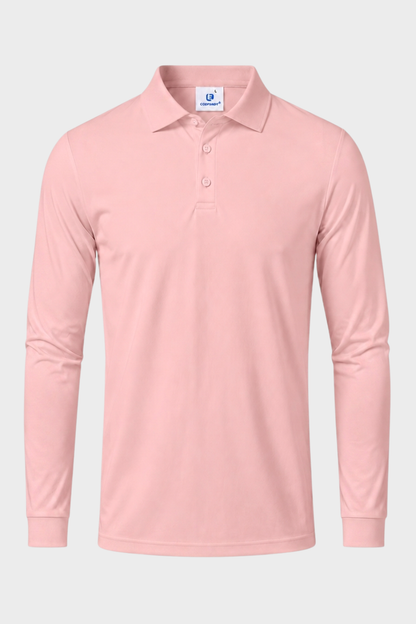 Herren Poloshirt Langarm mit Knopfleiste