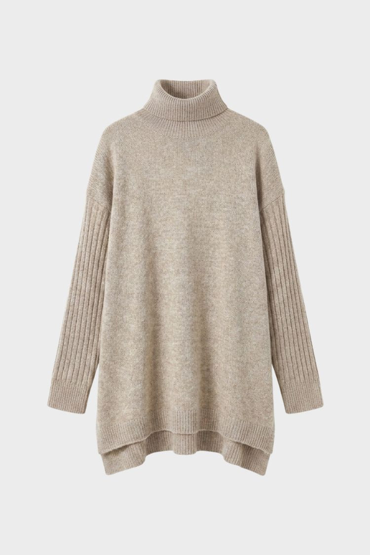 Damen Langer Rollkragenpullover | Asymmetrischer Saum