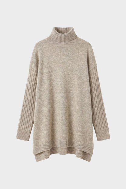 Damen Langer Rollkragenpullover | Asymmetrischer Saum