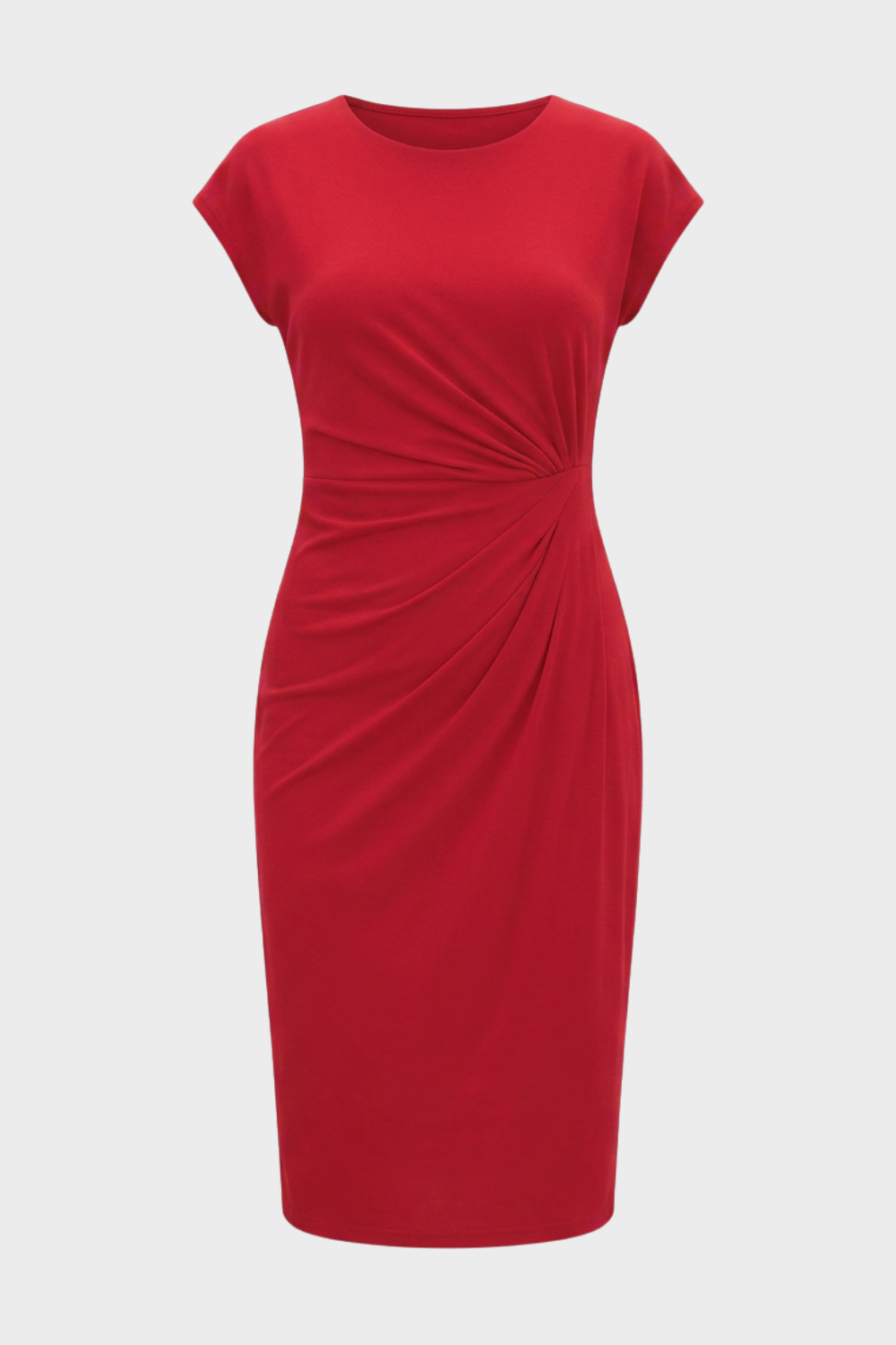 Damen Gerafftes Midikleid | Flügelärmel