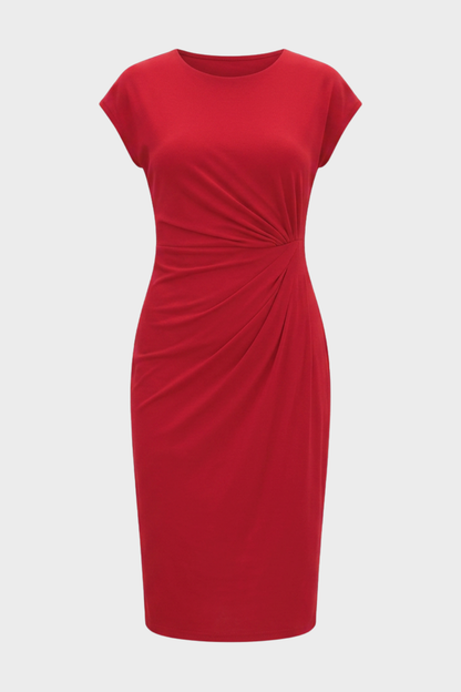Damen Gerafftes Midikleid | Flügelärmel