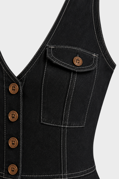 Damen Denim Overall | Weites Bein