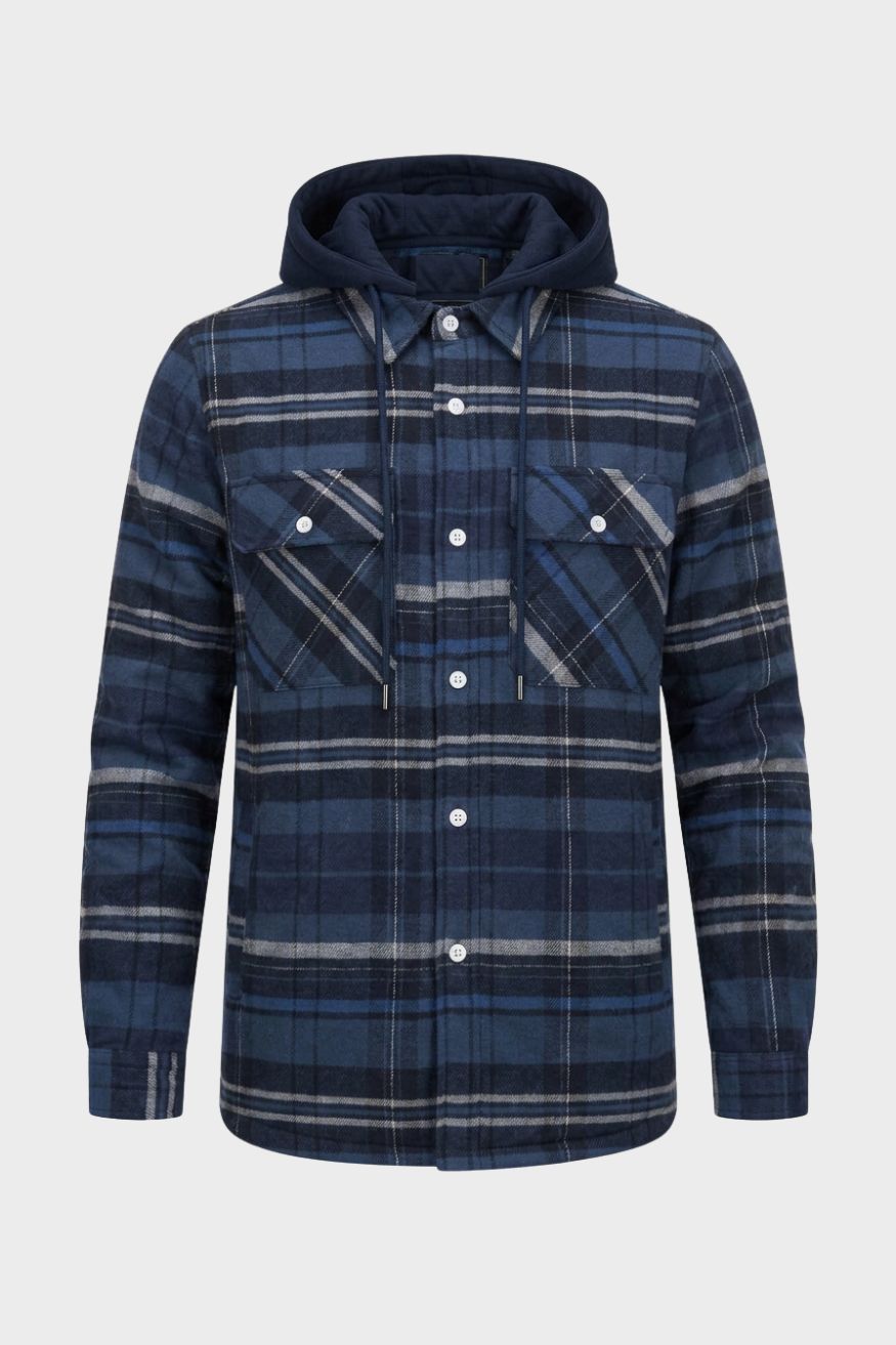 Herren Karo-Freizeitjacke | Kapuze & Pattentaschen