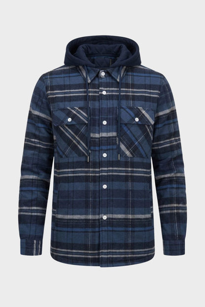 Herren Karo-Freizeitjacke | Kapuze & Pattentaschen